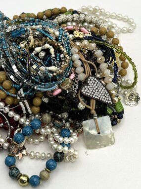 2 lbs Jewelry Lot Vintage to Now Costume Wear Resell Craft Harvest